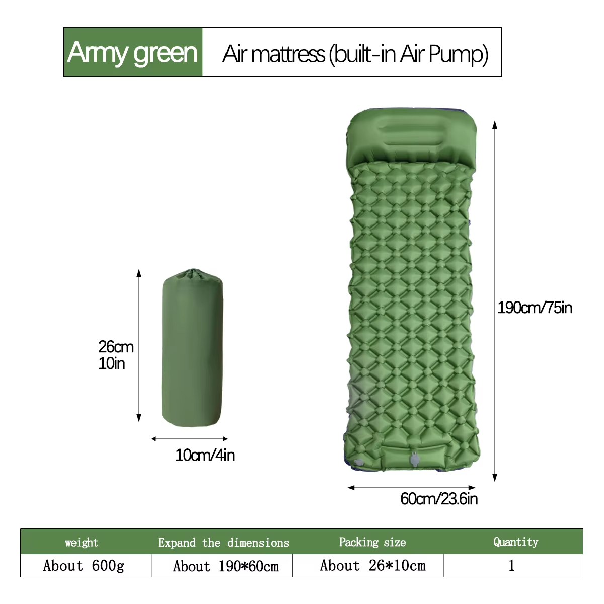 Colchón inflable para acampar  - Outdoor In Camping reseña y precio